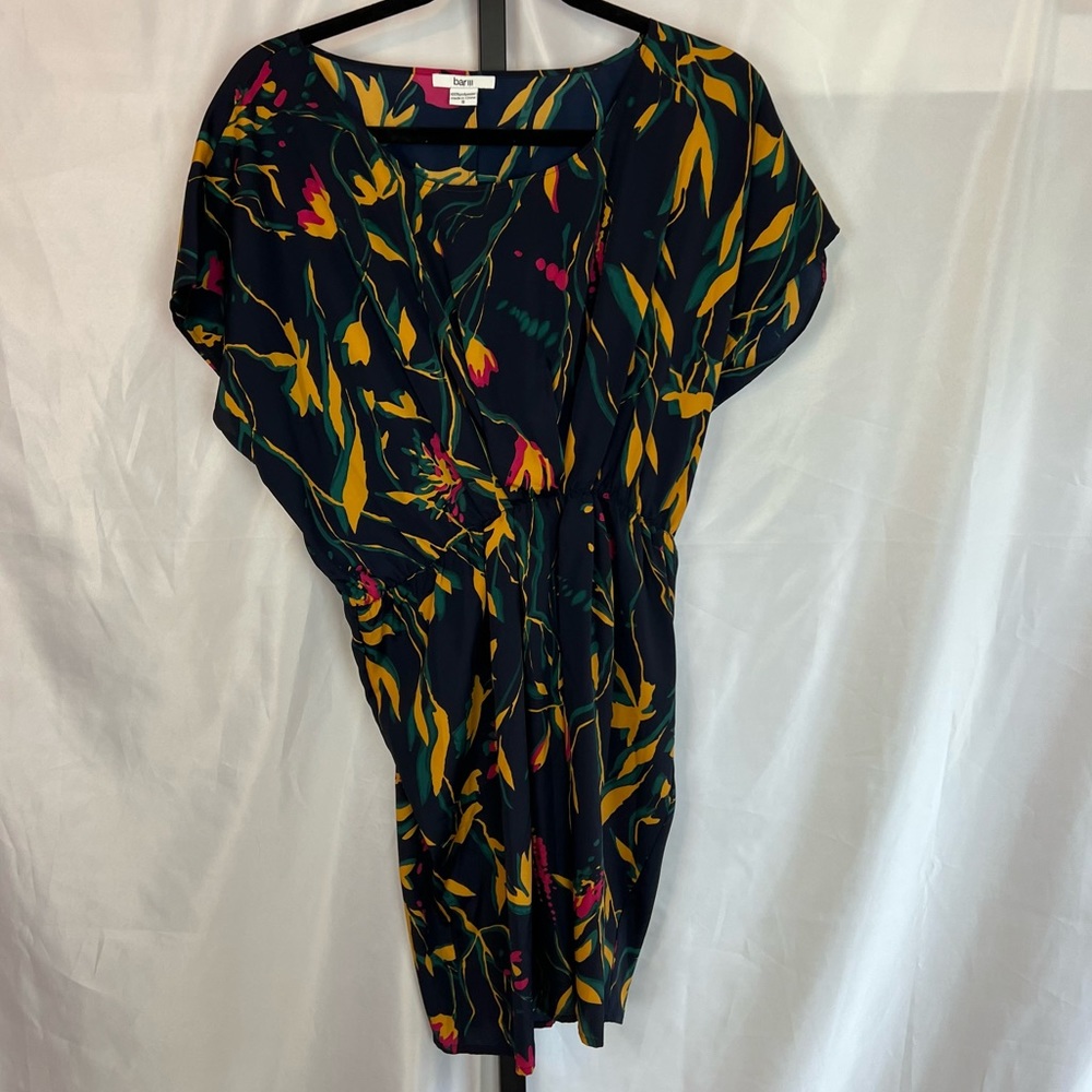 Bar III Navy Blue Floral Print Dress, size Small